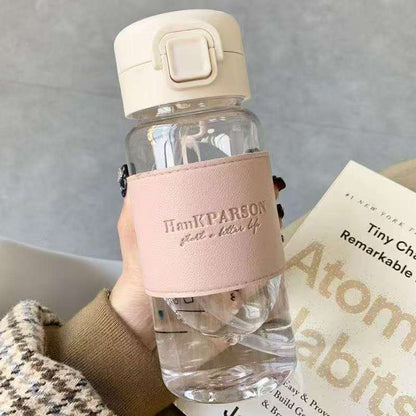 500ml acrylic kids water bottle with straw in grey, pink, and green colours
