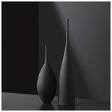 2pc Black Brushed Ceramic Decor Vases