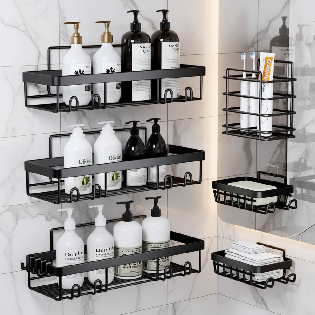 Metal Carbon Shower Caddy Shelf