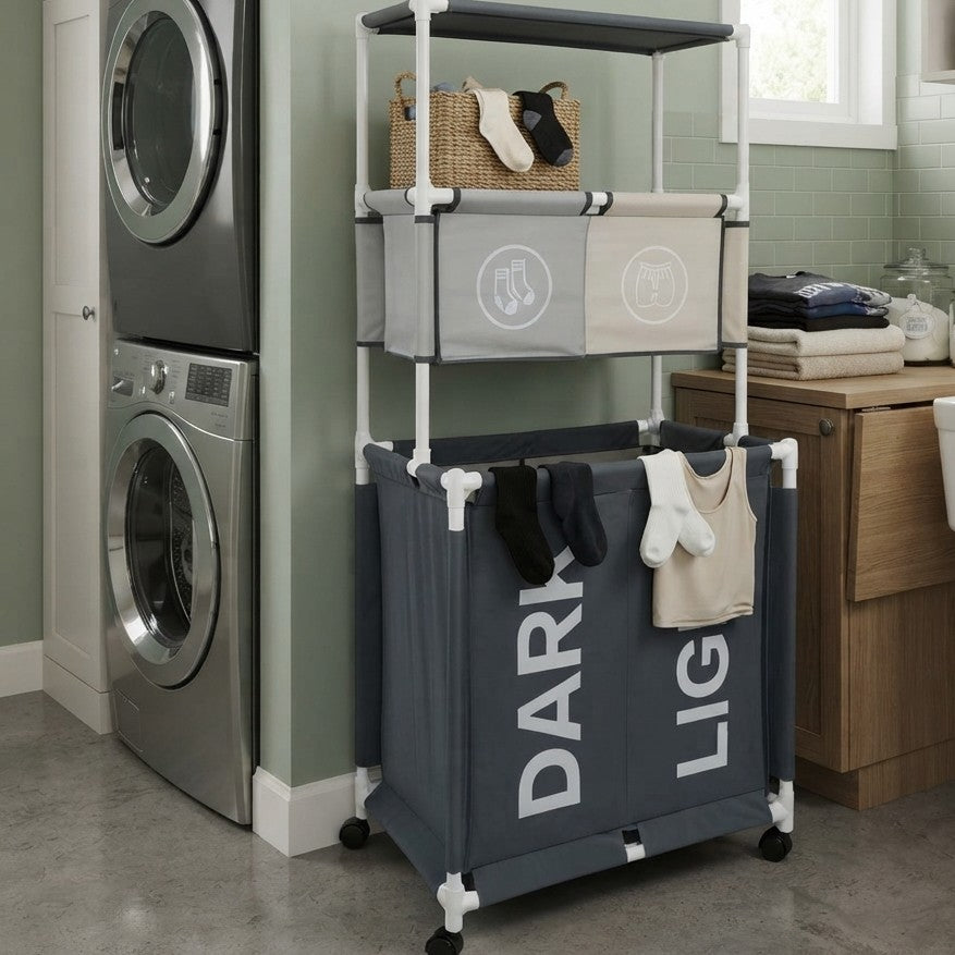 3 Tier Rolling Laundry Hamper