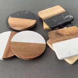 6 pcs Marble Wood Splicing Coasters