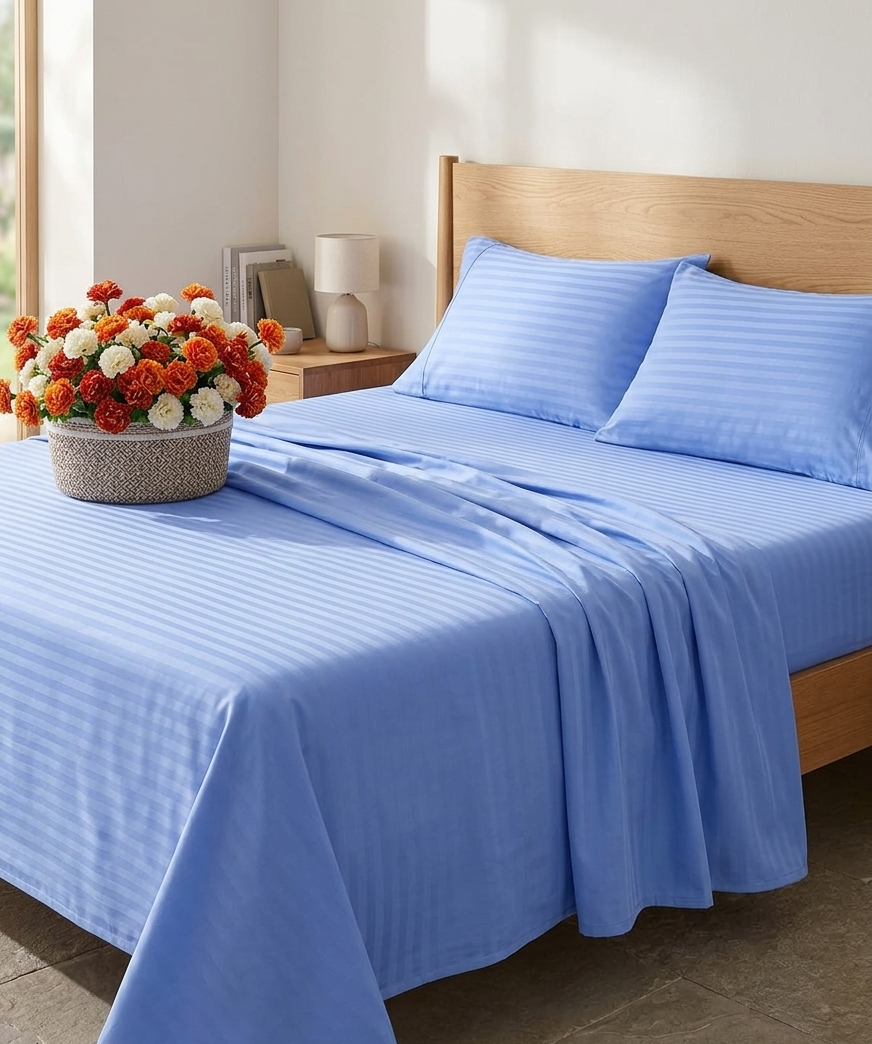 Striped Cotton Bedsheet Set 6*7