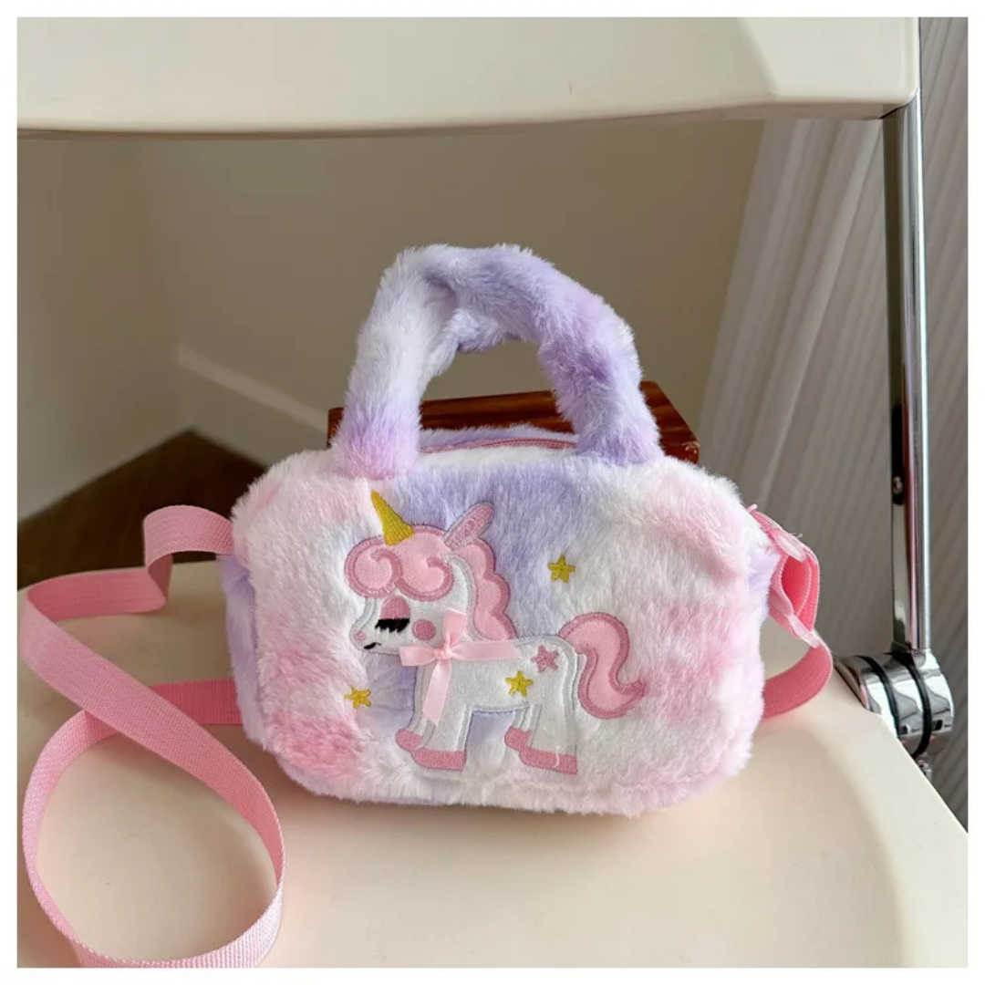 girls fur sling bag, soft and lightweight for kids