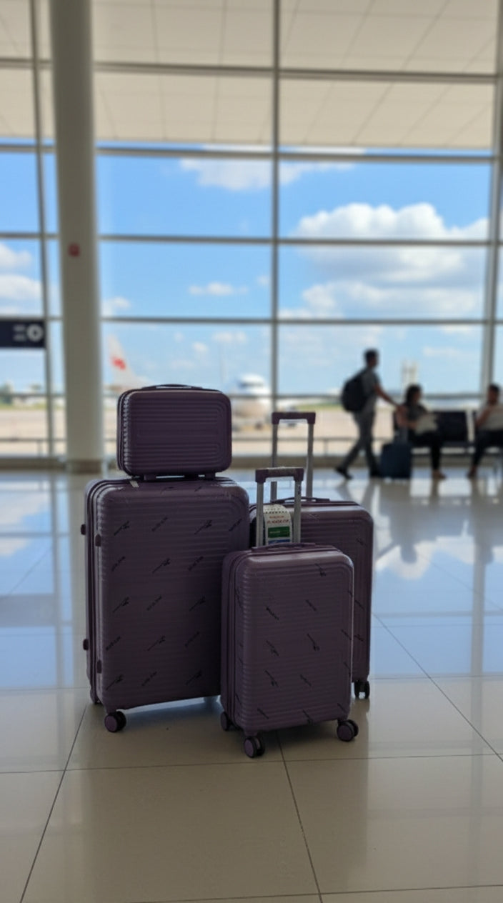 4 in 1 unbreakable suitcase set with spinner wheels and expansion zip