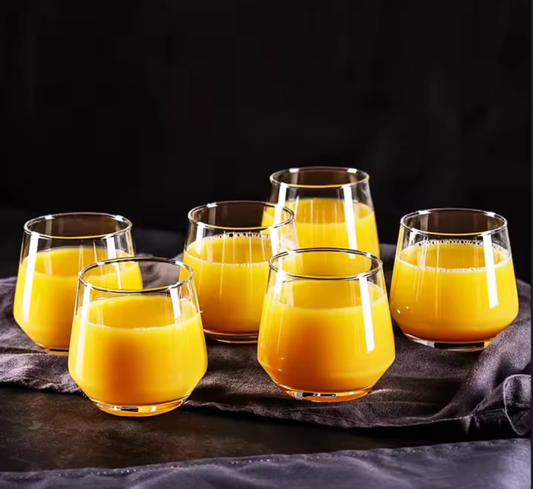 Set of 6 clear Deli glasses, 370ml each, durable and elegant for home or office use