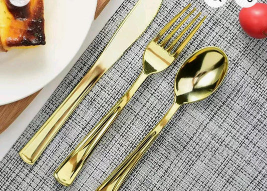 24-piece Gold cutlery set without stand for dining