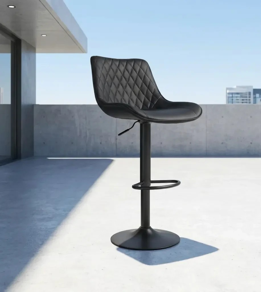 Adjustable Swivel Bar Stool with Quilted Backrest and Footrest