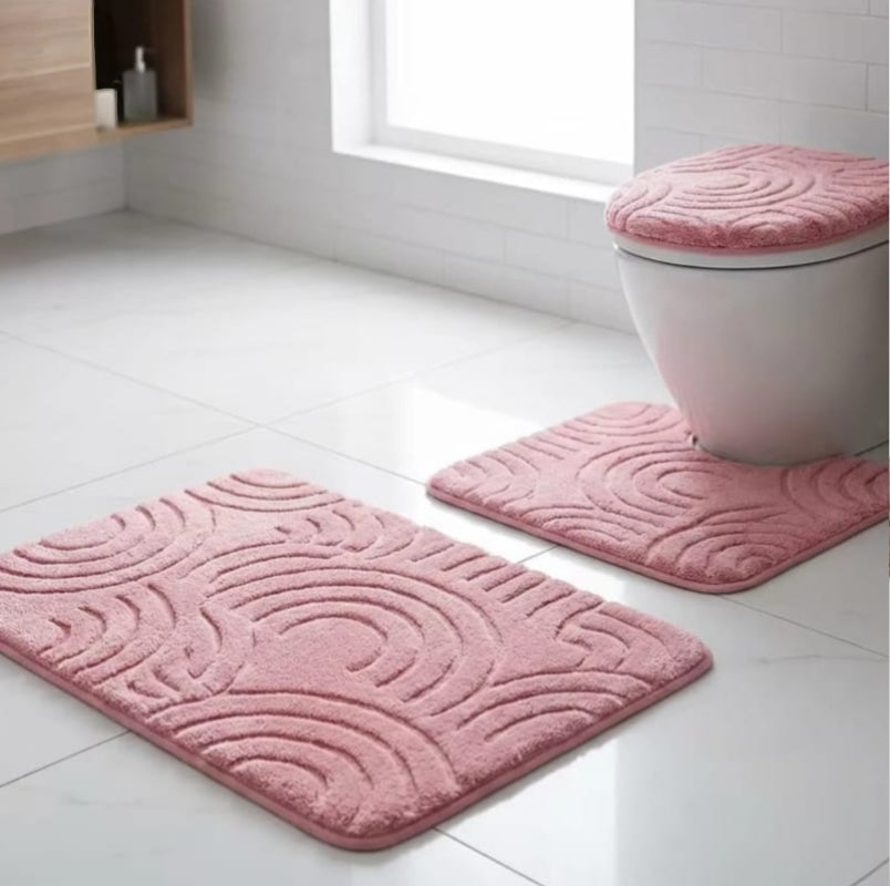 3-Piece Toilet And Bathroom Mat Set