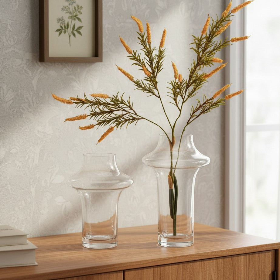 Clear glass vase 35cm for home decoration
