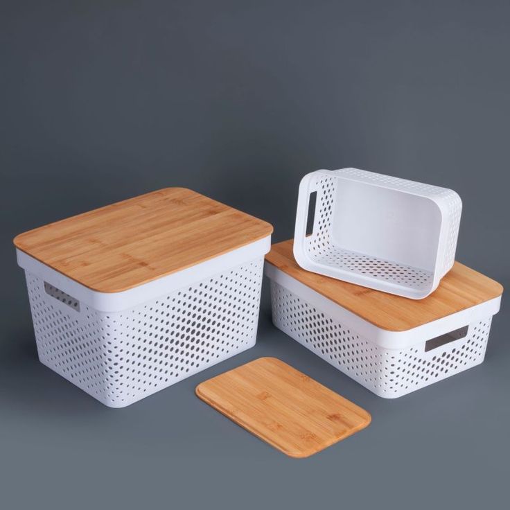 Storage Basket with Bamboo Lid