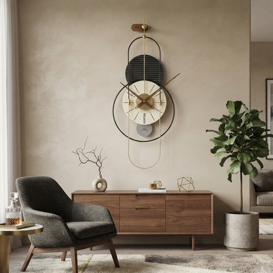 Geometric Wall Clock 45 × 90 cm