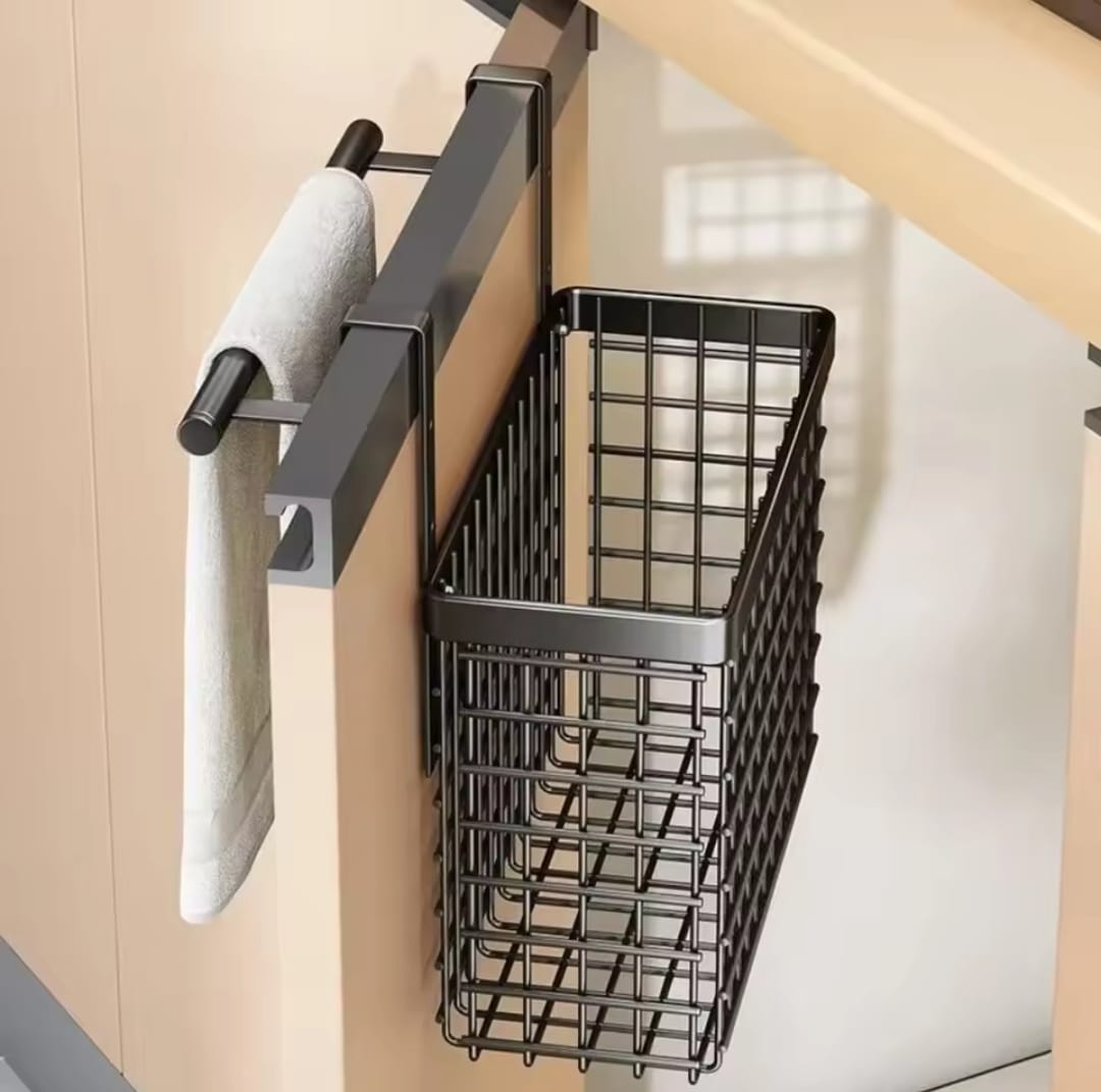 2Pc Over-the-Cabinet Door Organizer with Towel Rack