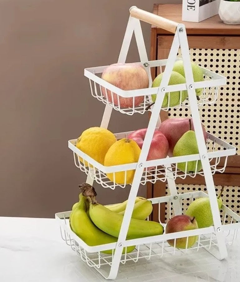 Metallic 3 Layer Triangular Fruit Rack