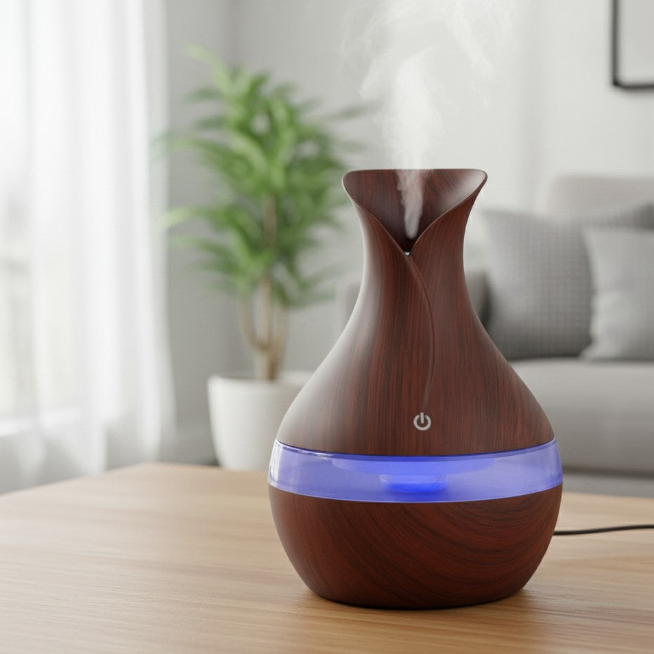 300ml wood grain essential oil air humidifier – USB aroma diffuser for home, office, or car