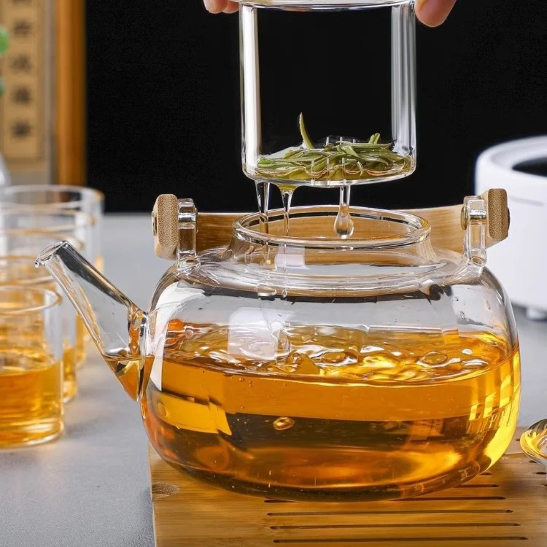 Borosilicate Glass Tea Pot with Double Glass Filter Infuser