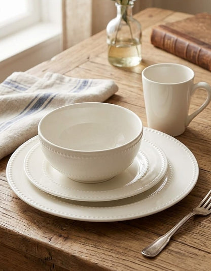 24Pc Ceramic Dotted Dinner Set