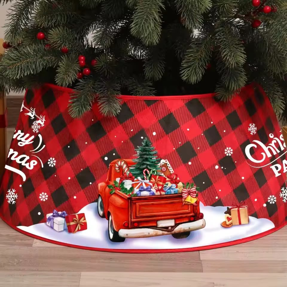 3D Christmas Tree Collar Skirt and Decorative Tree Base Cover