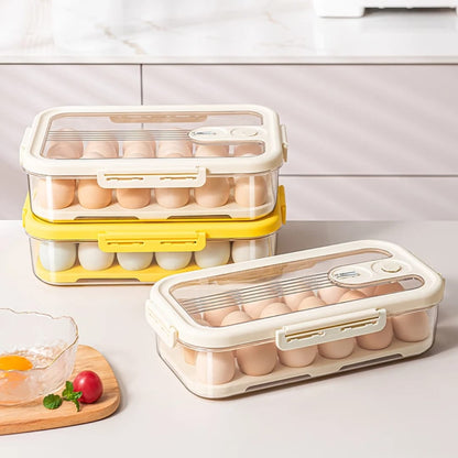 24pcs Egg Storage Box Refrigerator Fresh Keeping Organizer