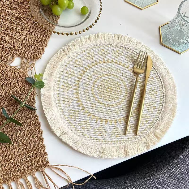 6 Piece Boho Round Woven Placemats