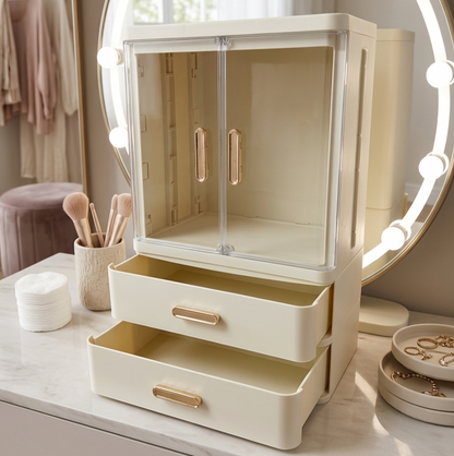 Acrylic Cosmetic Storage Cabinet With Double Drawers