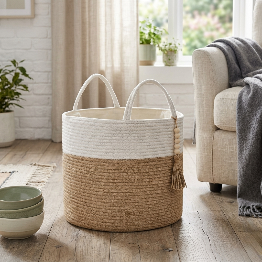 Woven Decorative Laundry And Toy Storage Basket