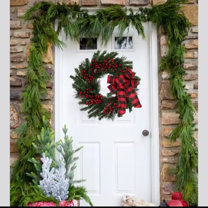 Christmas Red Wreath Front Door Hanging Decoration