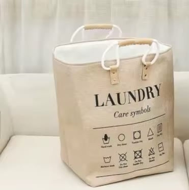 Laundry Hamper with Leather Handles
