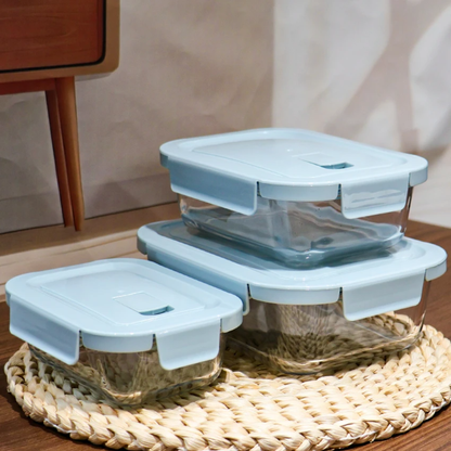4Pcs Food Grade Glass Lunch Box Set