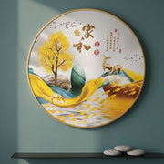80cm Circular crystal porcelain wall hanging with aluminium frame