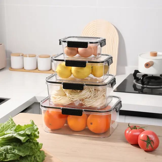4-Piece Transparent Sealed Food Container Set