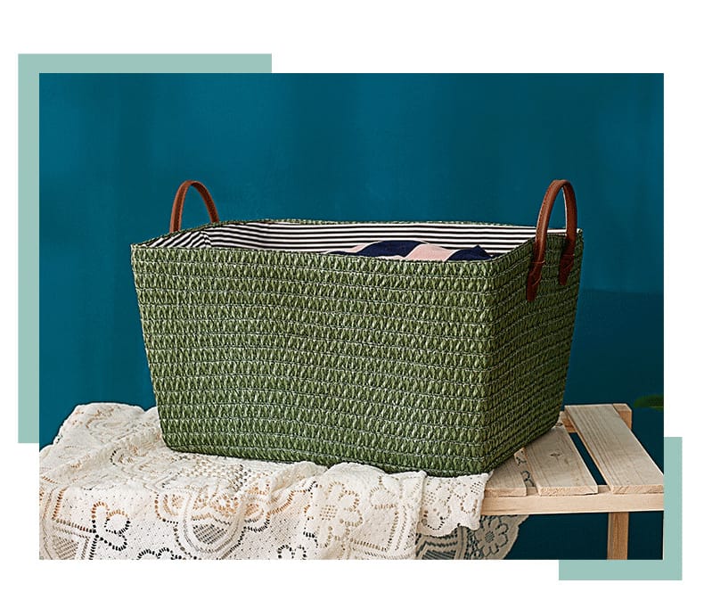 Handheld Woven Storage Basket For Laundry And Home Organization