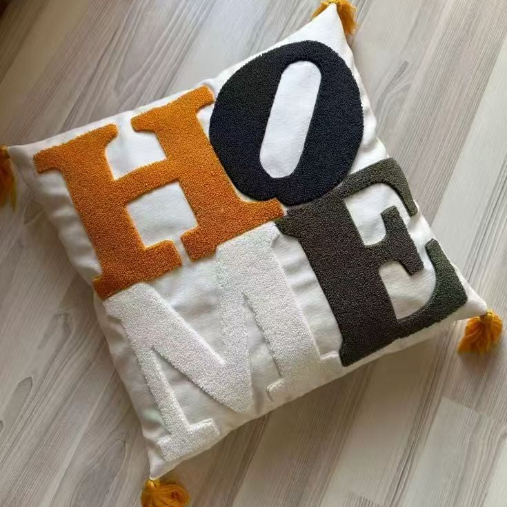 6 piece 45 × 45 cm boho vintage tufted throw pillow covers with decorative tassels for sofa and bedroom décor.