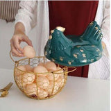 Egg Basket With Ceramic Chicken Cover