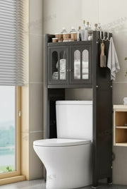 Premium over the toilet bathroom storage cabinet with dust proof locker and shelves measuring 142 x 50 x 25cm