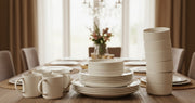 24-Piece dinner set with plates, bowls, and mugs.