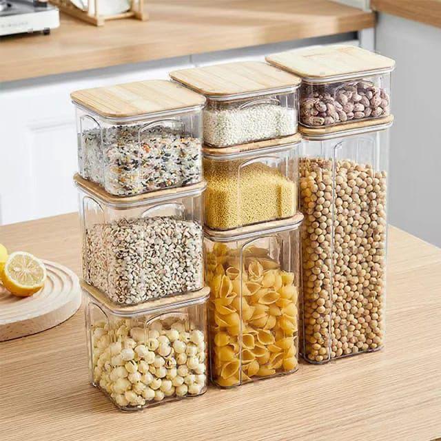 8Pcs Acrylic Storage Containers With Bamboo Lid