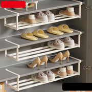 Large capacity stainless steel under shelf hanging shoe rack for organized shoe storage