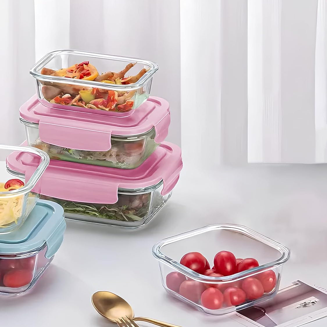 3Pcs Glass Food Storage Containers Set