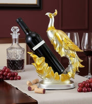 Creative resin statue wine bottle holder in gold and blue color