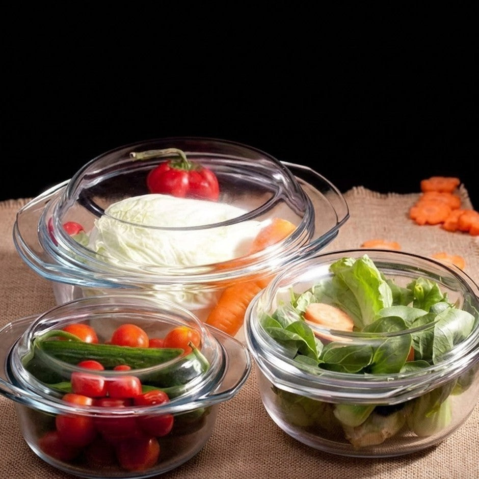 Glass Casserole 3 in 1 Food Storage Set