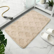 Beige and brown anti-slip floor mat for bathroom, kitchen, and home décor