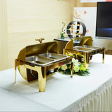 Roll Top Gold Rectangle Chafing Dish – Double