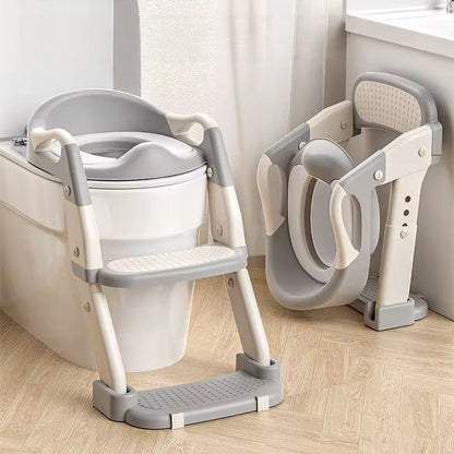 Foldable kids toilet training potty ladder with step-up reducer seat for toddlers