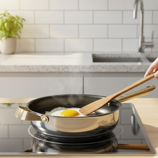 8Pcs Stainless steel cookware set with gold handles
