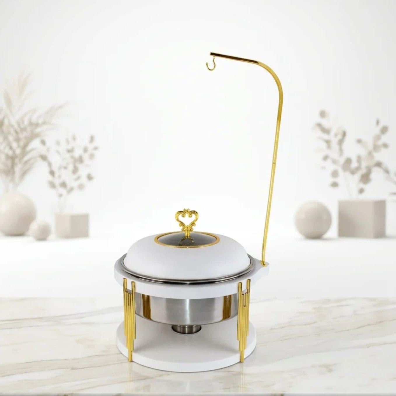 10L Round Chafing Dish Buffet Food Warmer with Hanging Lid