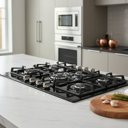 TLAC 90cm Gas on Glass Hob with Central Wok Burner TGH9024BG