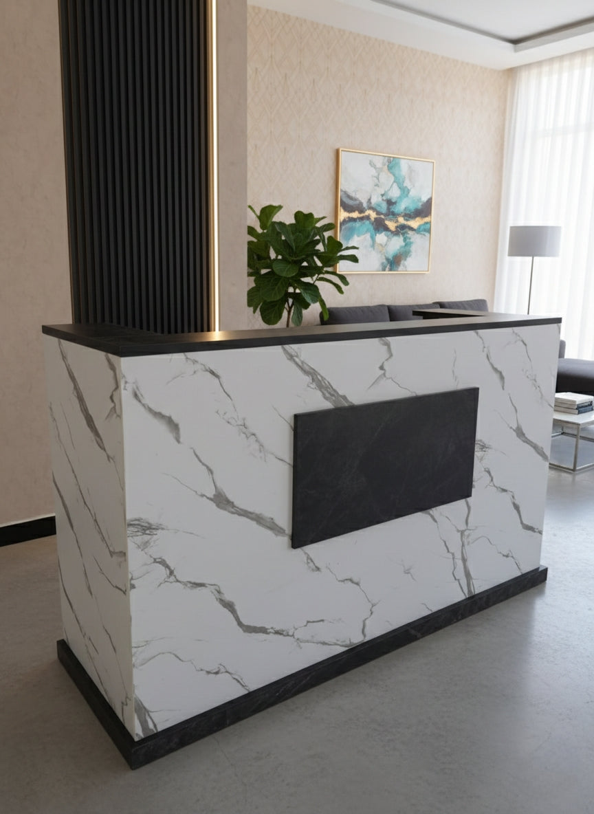 2-meter Reception desk with storage compartments and modern professional finish.
