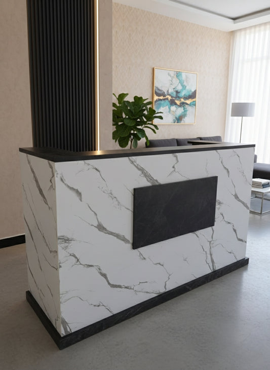 2-meter Reception desk with storage compartments and modern professional finish.