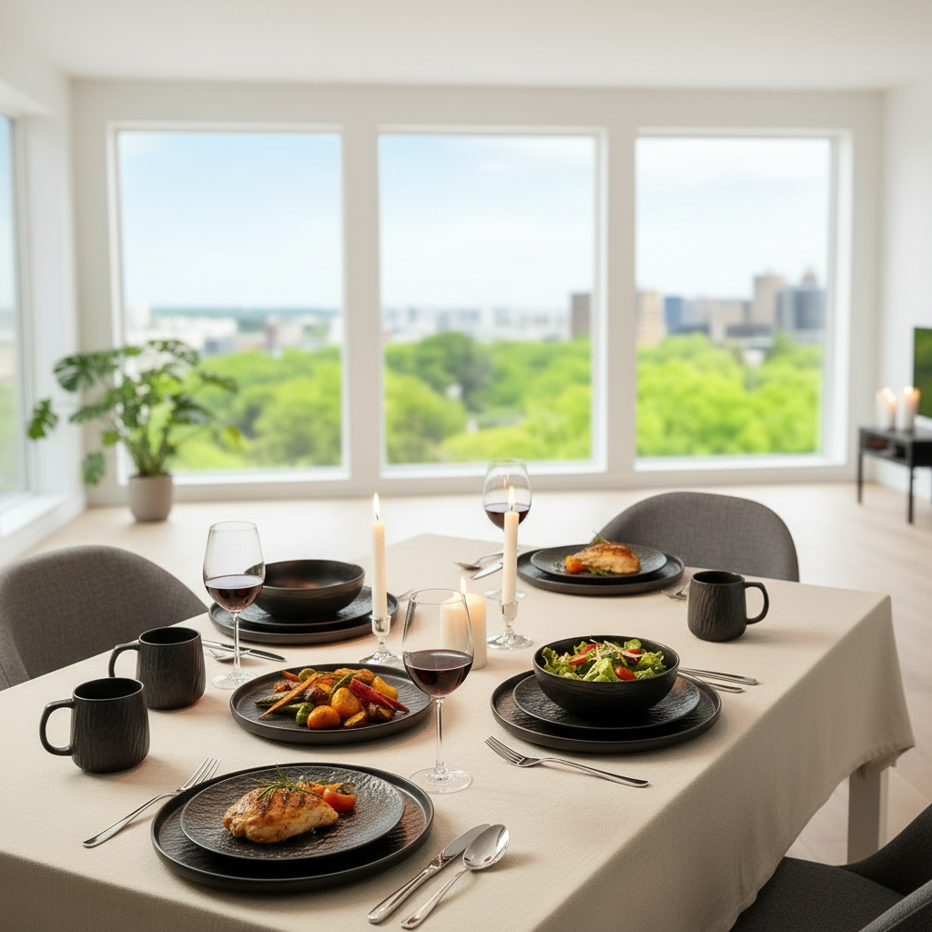 24 Piece Rock Glazed Ceramic Dinner Set