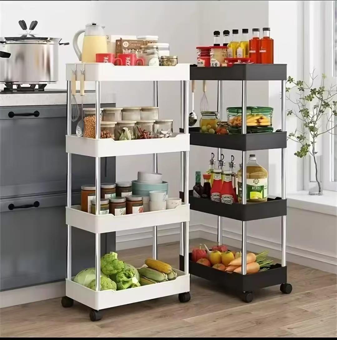 Multipurpose 4-Layer Storage Rack With Wheels